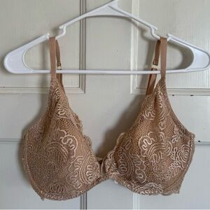Victoria’s Secret Tan Lace Push-Up Without Padding Bra Size 38D
